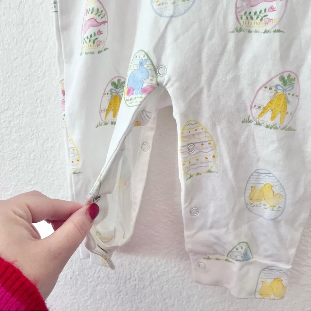 Little English 100% Pima Cotton Easter Eggs Printed Playsuit Sz 18M